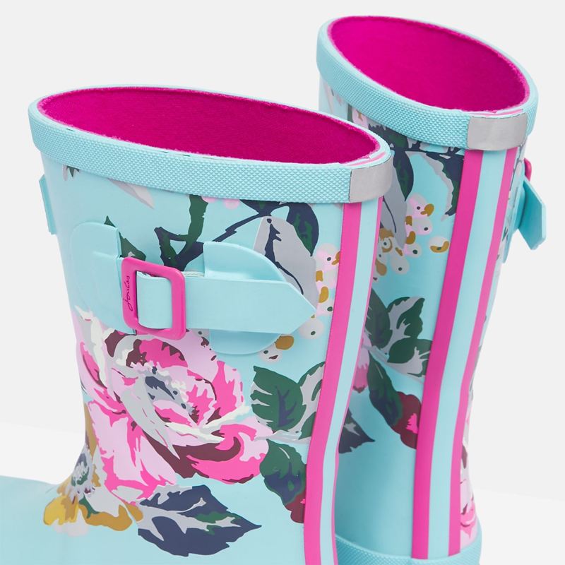 Joules Junior Printed Tall Wellies - Blue Floral -4